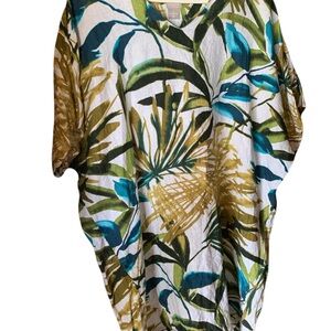 Chico’s Linen Palm Leaf Dress — Size 2 (14/16) Oprah Magazine